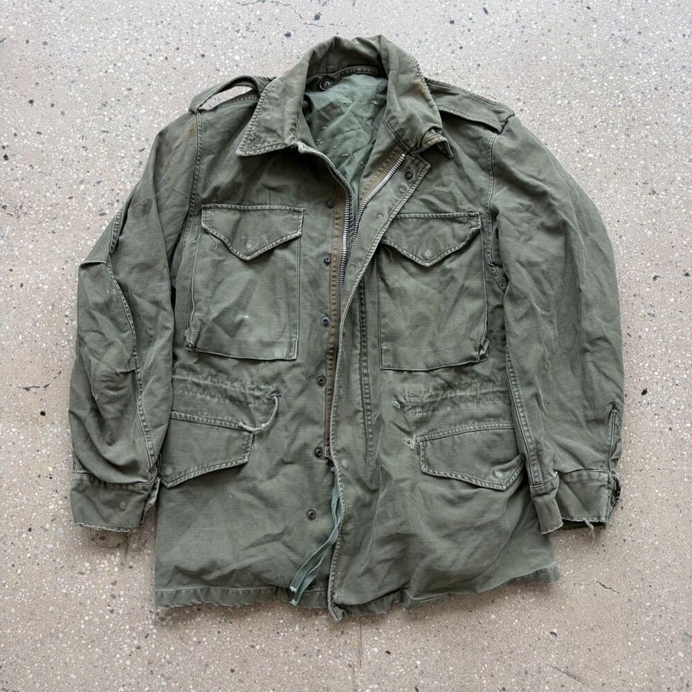 Vintage 80s M-65 OG-107 Army Military Green Field Jacket
